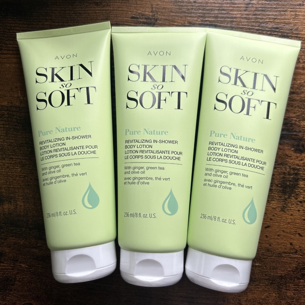 3X Avon Skin So Soft Pure Nature In-Shower Body Lotion • Sealed • 8 fl oz Each